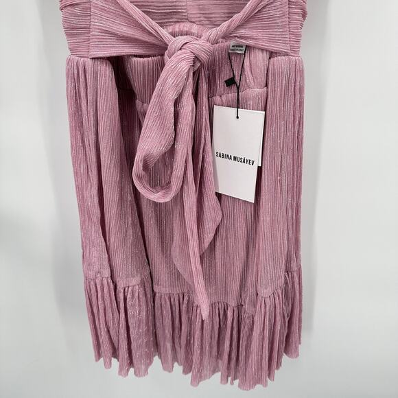 Sabina Musayev NWT Shaylee Flutter Sleeve Low Back Dress in Lavender Plissé // M - Picture 12 of 16